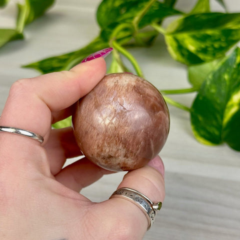 Sunstone In Peach Moonstone Sphere 111 9 - Kenna's Crystals from TikTok