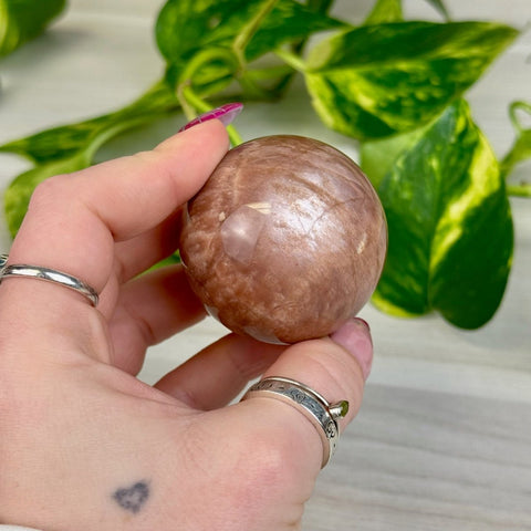 Sunstone In Peach Moonstone Sphere 122 10 - Kenna's Crystals from TikTok