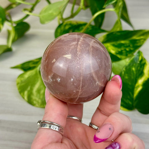 Sunstone In Peach Moonstone Sphere 233 1 - Kenna's Crystals from TikTok