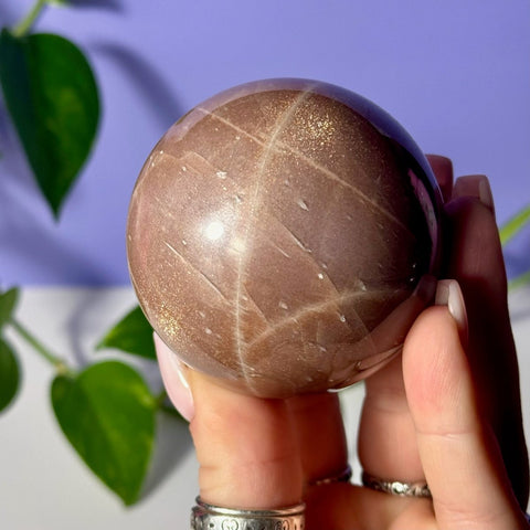 Sunstone In Peach Moonstone Sphere 233 9 - Kenna's Crystals from TikTok