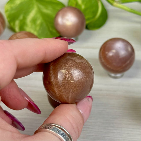 Sunstone In Peach Moonstone Sphere 33 4 - Kenna's Crystals from TikTok