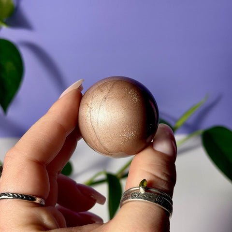 Sunstone In Peach Moonstone Sphere 55 3 - Kenna's Crystals from TikTok