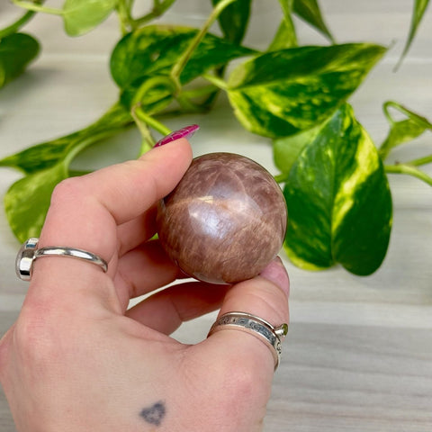 Sunstone In Peach Moonstone Sphere 77 7 - Kenna's Crystals from TikTok