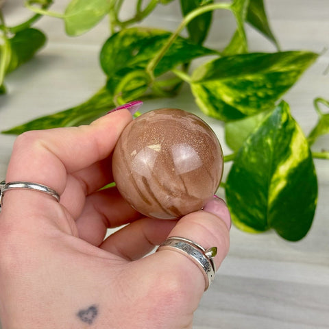 Sunstone In Peach Moonstone Sphere 88 8 - Kenna's Crystals from TikTok