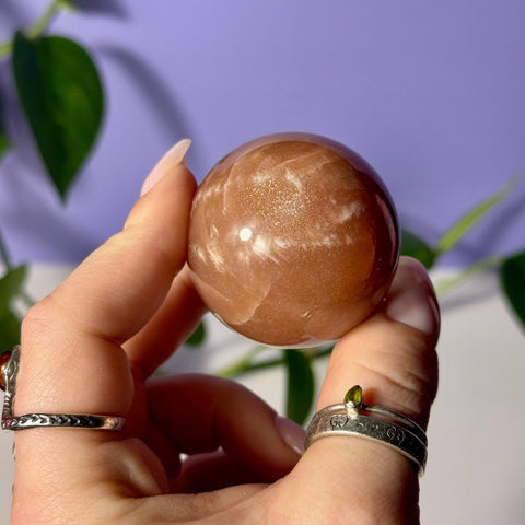 Sunstone In Peach Moonstone Sphere 88 6 - Kenna's Crystals from TikTok