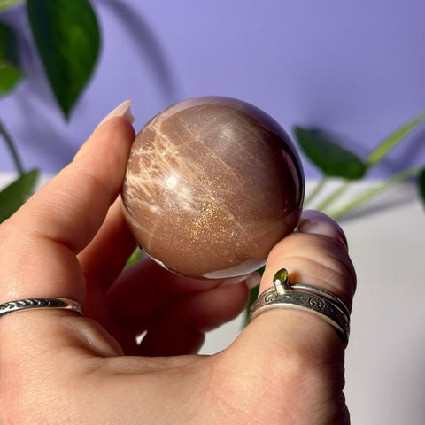 Sunstone In Peach Moonstone Sphere 99 7 - Kenna's Crystals from TikTok