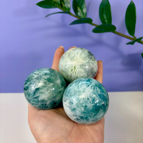 Tidal Wave Feather Fluorite Sphere