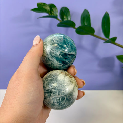 Tidal Wave Feather Fluorite Sphere