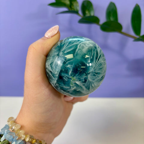 Tidal Wave Feather Fluorite Sphere