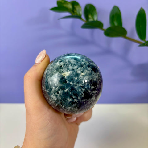 Tidal Wave Feather Fluorite Sphere
