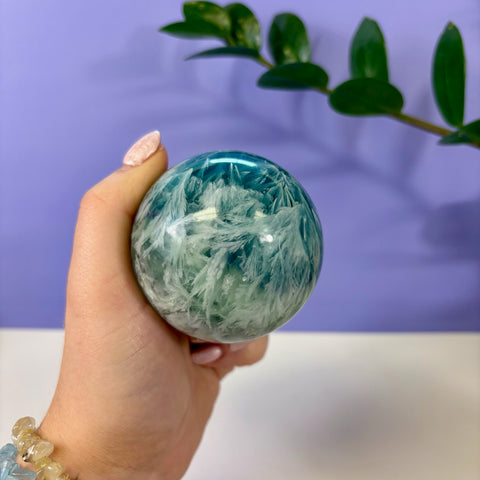 Tidal Wave Feather Fluorite Sphere