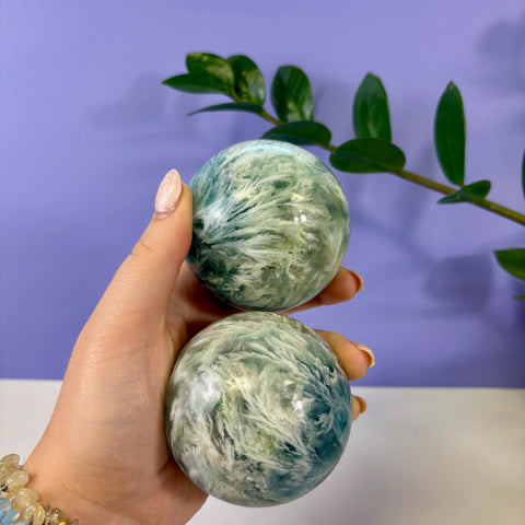 Tidal Wave Feather Fluorite Sphere