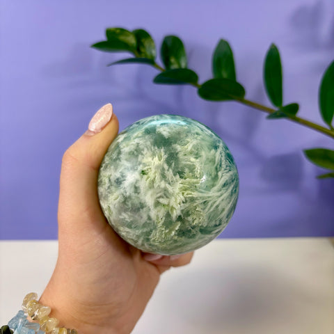 Tidal Wave Feather Fluorite Sphere