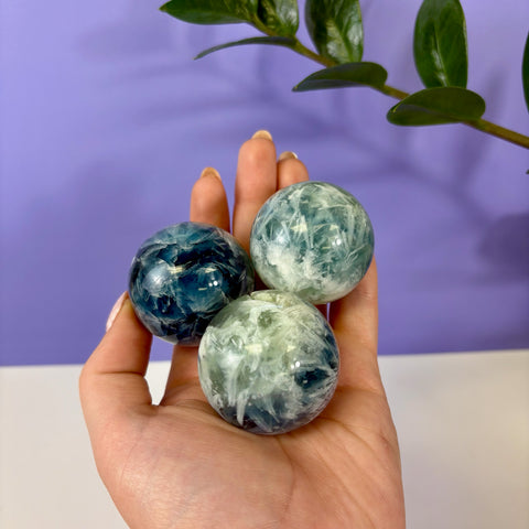 Tidal Wave Feather Fluorite Sphere