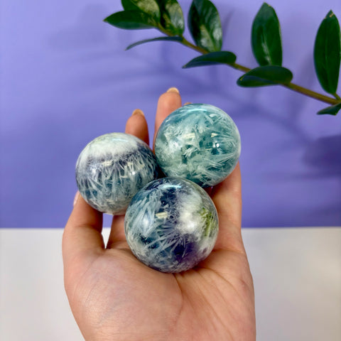 Tidal Wave Feather Fluorite Sphere