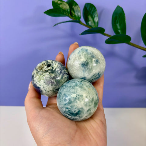 Tidal Wave Feather Fluorite Sphere