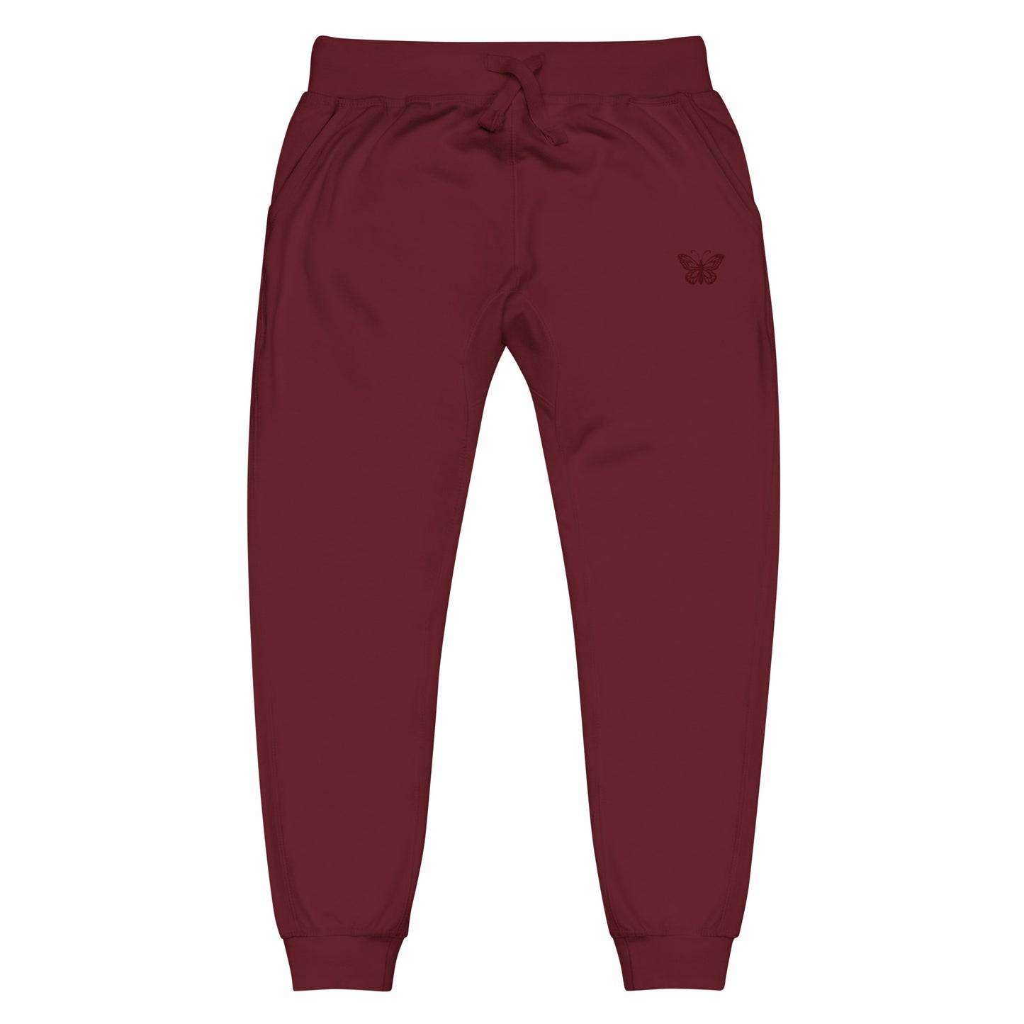 Maroon Hoodie / Sweatpants Matching Set Embroidered Butterfly