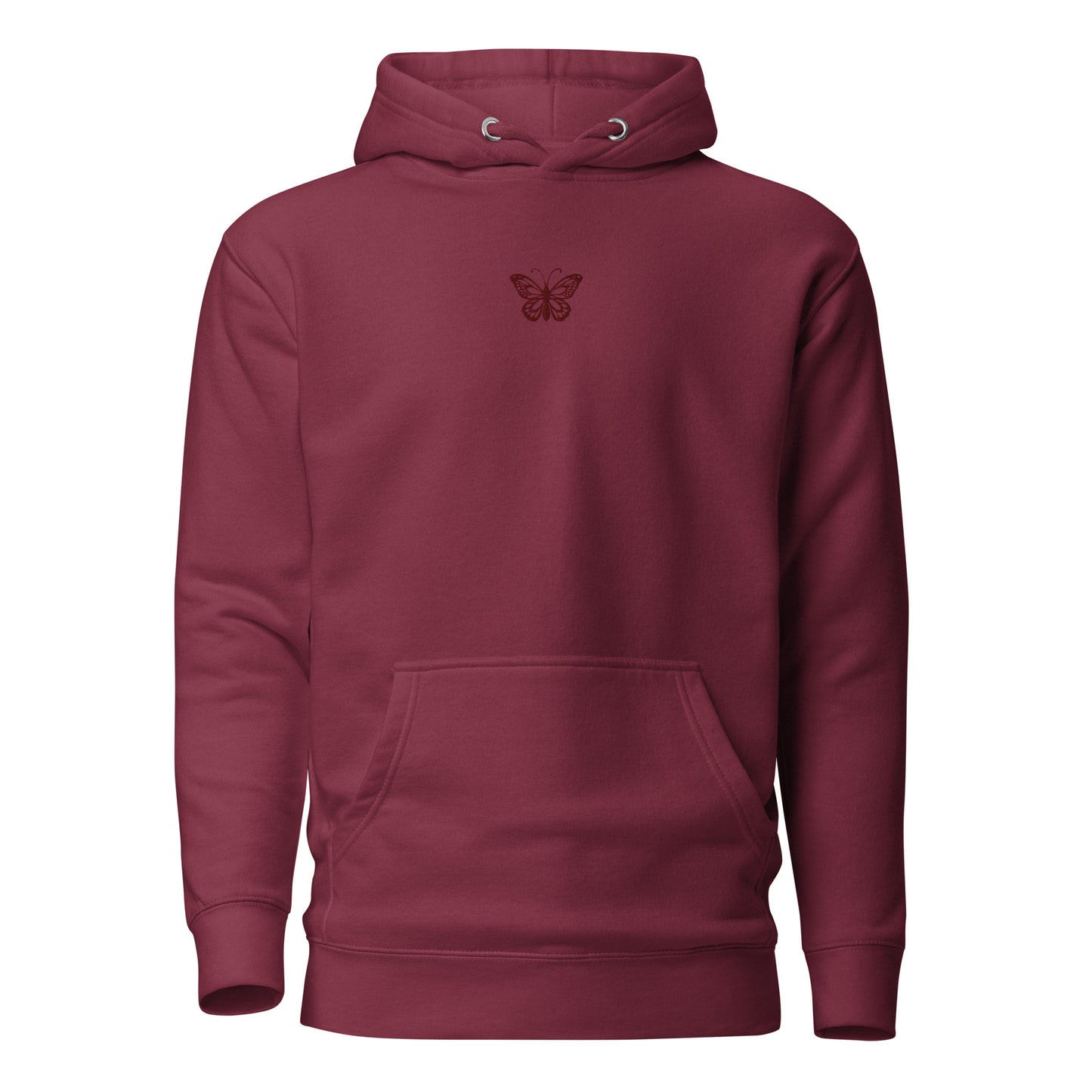 Maroon Unisex Hoodie Embroidered Butterfly (S-3XL)