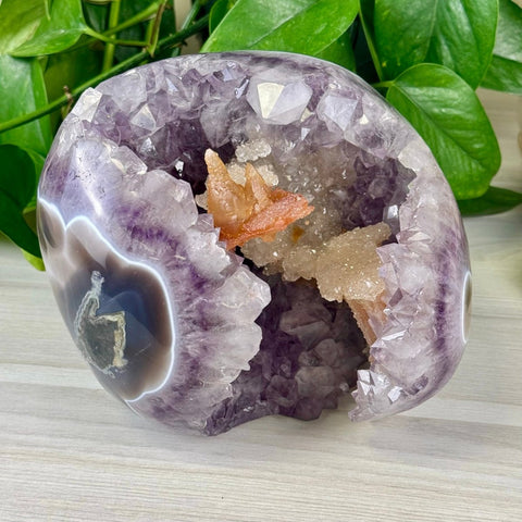 Uruguayan Amethyst Polished Freeform with Calcite Starship 1 - Kenna's Crystals from TikTok