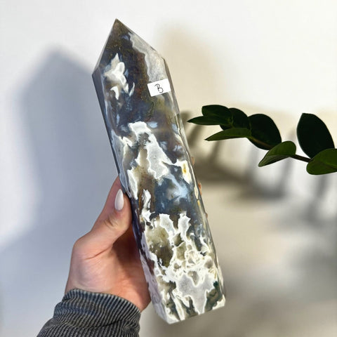 White Camo Moss Agate Tower B 3 - Kenna's Crystals from TikTok