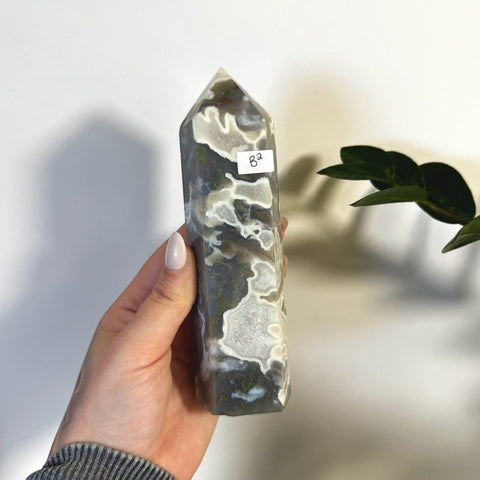 White Camo Moss Agate Tower B2 55 - Kenna's Crystals from TikTok