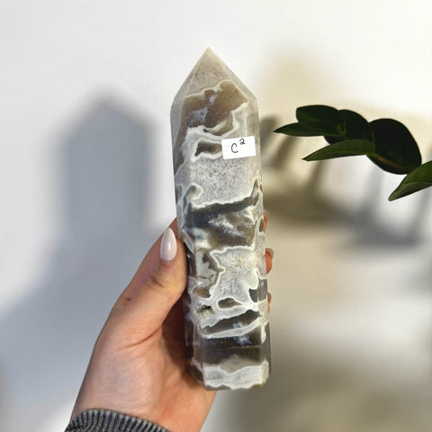 White Camo Moss Agate Tower C2 57 - Kenna's Crystals from TikTok