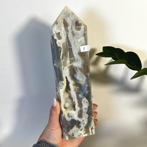 White Camo Moss Agate Tower F 11 - Kenna's Crystals from TikTok