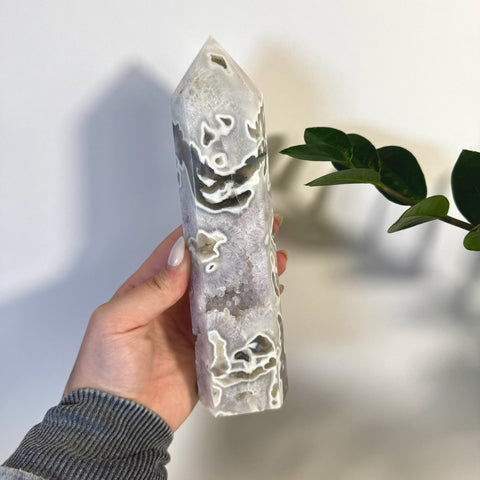 White Camo Moss Agate Tower J 20 - Kenna's Crystals from TikTok