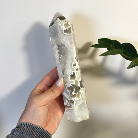 White Camo Moss Agate Tower L 24 - Kenna's Crystals from TikTok