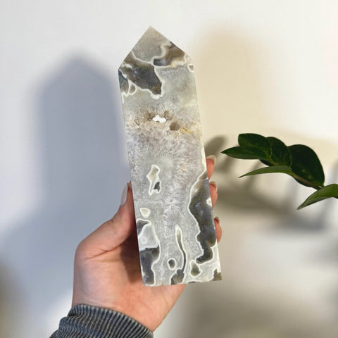 White Camo Moss Agate Tower N 28 - Kenna's Crystals from TikTok