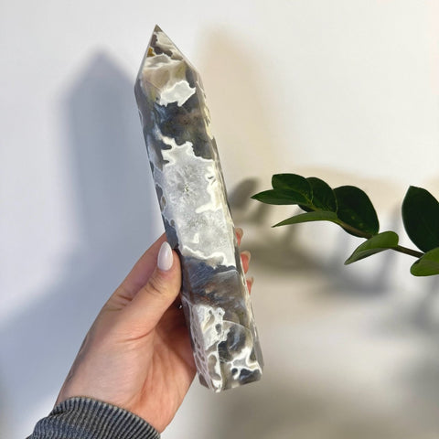 White Camo Moss Agate Tower O 30 - Kenna's Crystals from TikTok