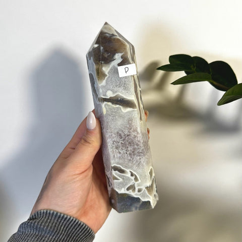 White Camo Moss Agate Tower P 31 - Kenna's Crystals from TikTok