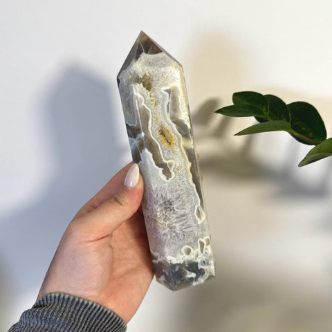 White Camo Moss Agate Tower P 32 - Kenna's Crystals from TikTok