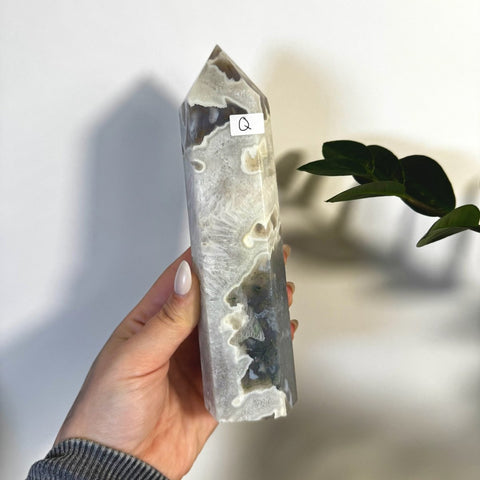 White Camo Moss Agate Tower Q 33 - Kenna's Crystals from TikTok
