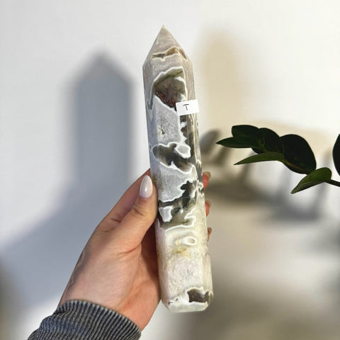 White Camo Moss Agate Tower T 39 - Kenna's Crystals from TikTok