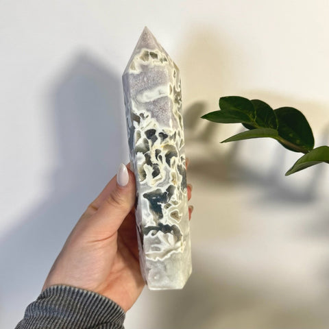 White Camo Moss Agate Tower X 48 - Kenna's Crystals from TikTok