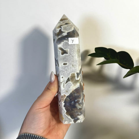 White Camo Moss Agate Tower Y 49 - Kenna's Crystals from TikTok