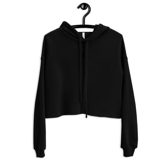 Black Crop Hoodie Embroidered Butterfly
