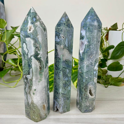 XL Moss Agate Tower 111 3 - Kenna's Crystals from TikTok