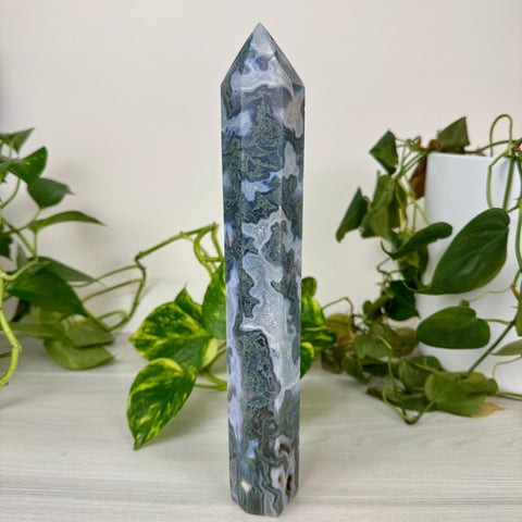 XL Moss Agate Tower 88 1 - Kenna's Crystals from TikTok