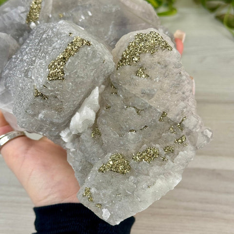 XL Pink Calcite With Glitter Pyrite (UV Reactive) 4 - Kenna's Crystals from TikTok